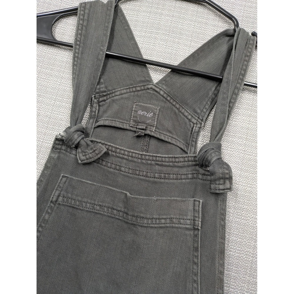 Aerie Overall Jumpsuit Womens Small Petite Gray Denim Wide Leg Pockets Casual